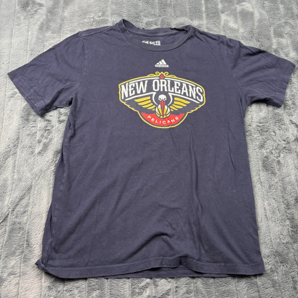 Adidas New Orleans Pelicans Kids XL 18 Navy Blue Go-To Tee Graphic T-Shirt NBA